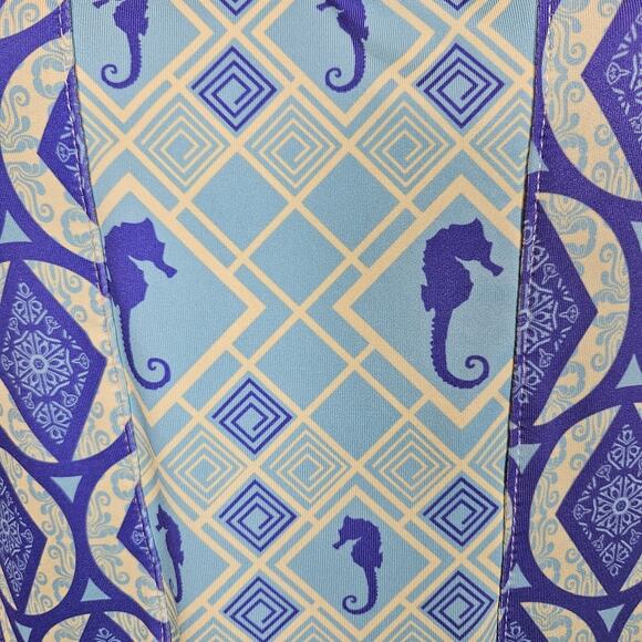 Ava Lynn Resort Dress Nautical Seahorse Colorful Peru Sundress Shift Womens M - Picture 5 of 15